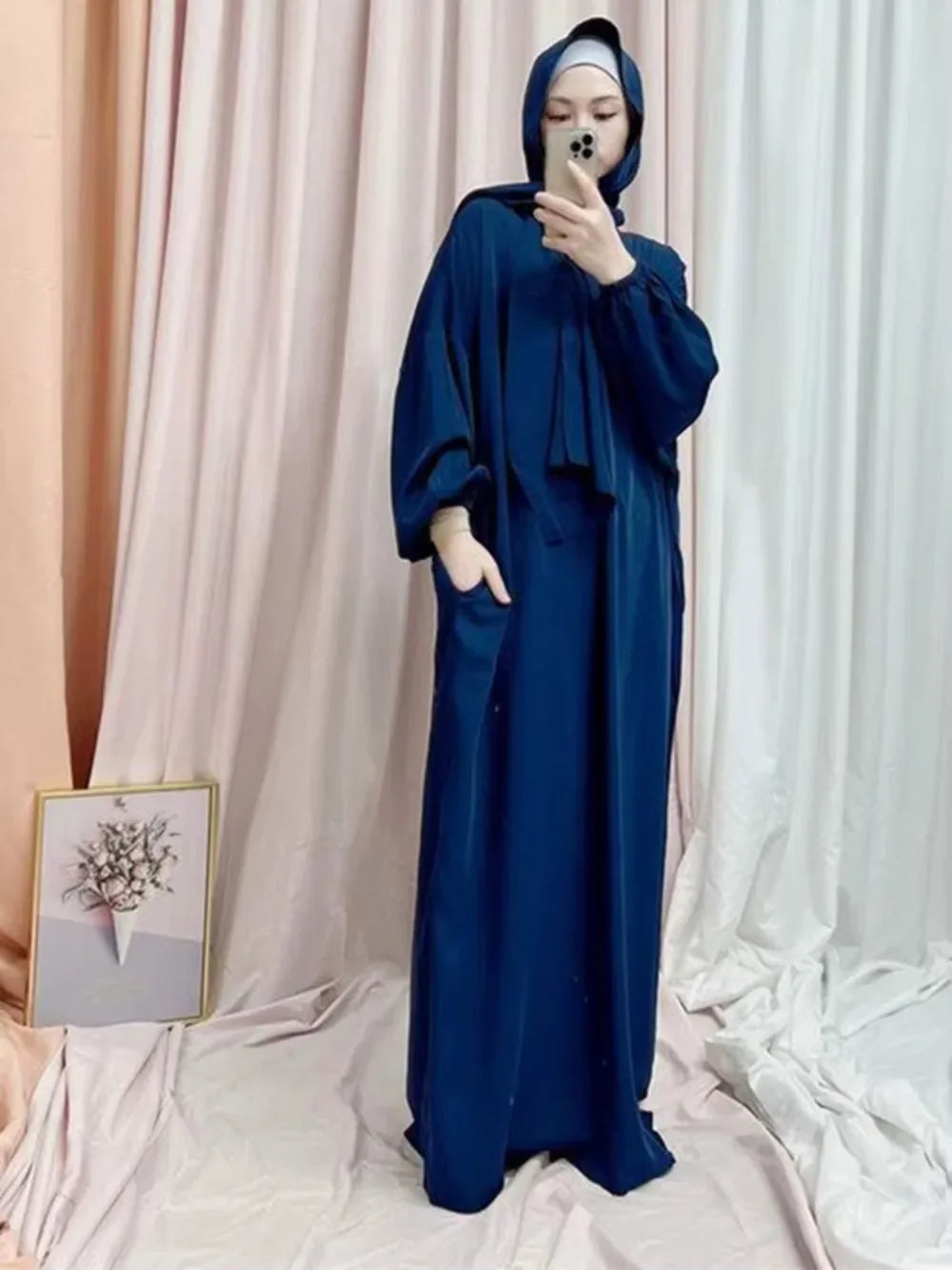 Ramadan One Piece Muslim Prayer Garment Women Hijab Abaya Maxi Dress Khimar Burqa Islamic Clothing Overhead Arab Robe