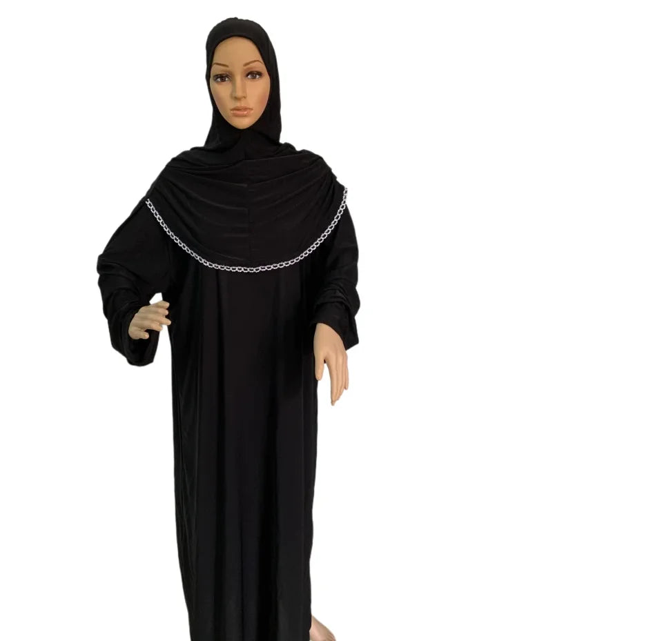 H118 Free size muslim dress with attached hijab pray khimar kaftan  burqa abaya robe hijab middle east clothing