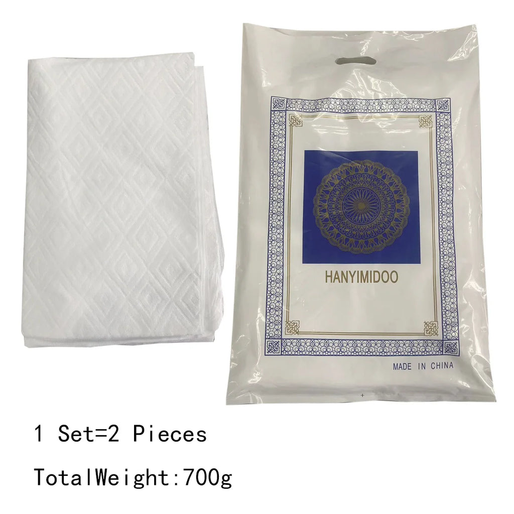 Men’s Hajj & Umrah Ihram 2-Piece Set Solid White Pilgrimage Suit