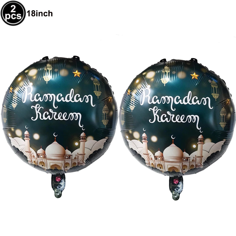 Happy Eid Ramadan Mubarak Foil Balloon DIY Decoration Islamic Ramadan Stars and Moon Helium Balloon Celebration Party Decoration