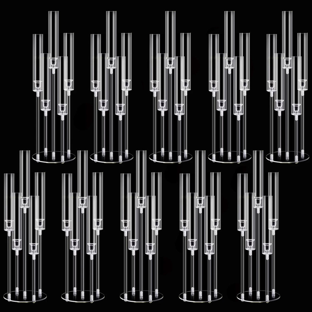 2/4/6/8/10pcs Acrylic Candelabra Centerpieces Clear Candle Holder for Wedding 5 Arm Candlesticks Holder with Acrylic Shade