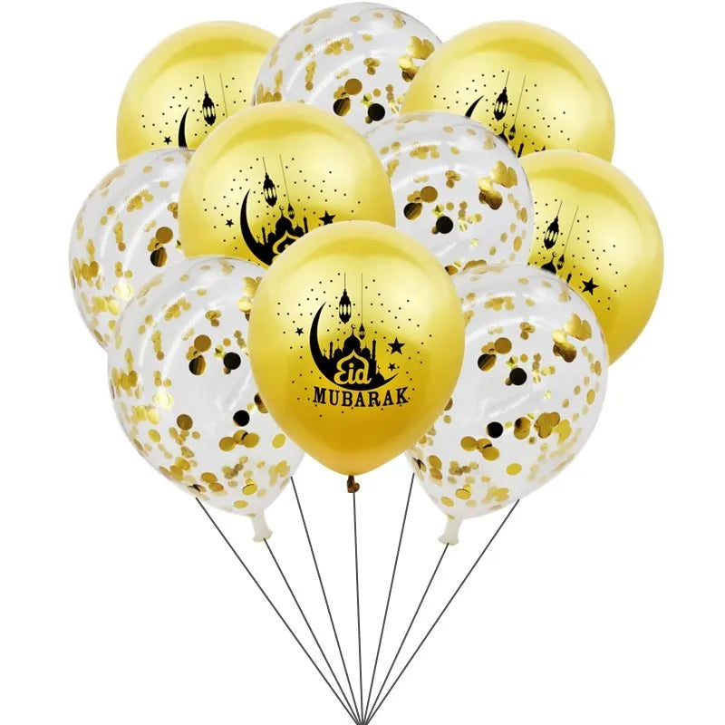Eid Mubarak Latex Balloon Ramadan Kareem Moon Star Castle Decoration Air Globos Islamic Party Ramadan Mubarak Balloon Eid Gifts