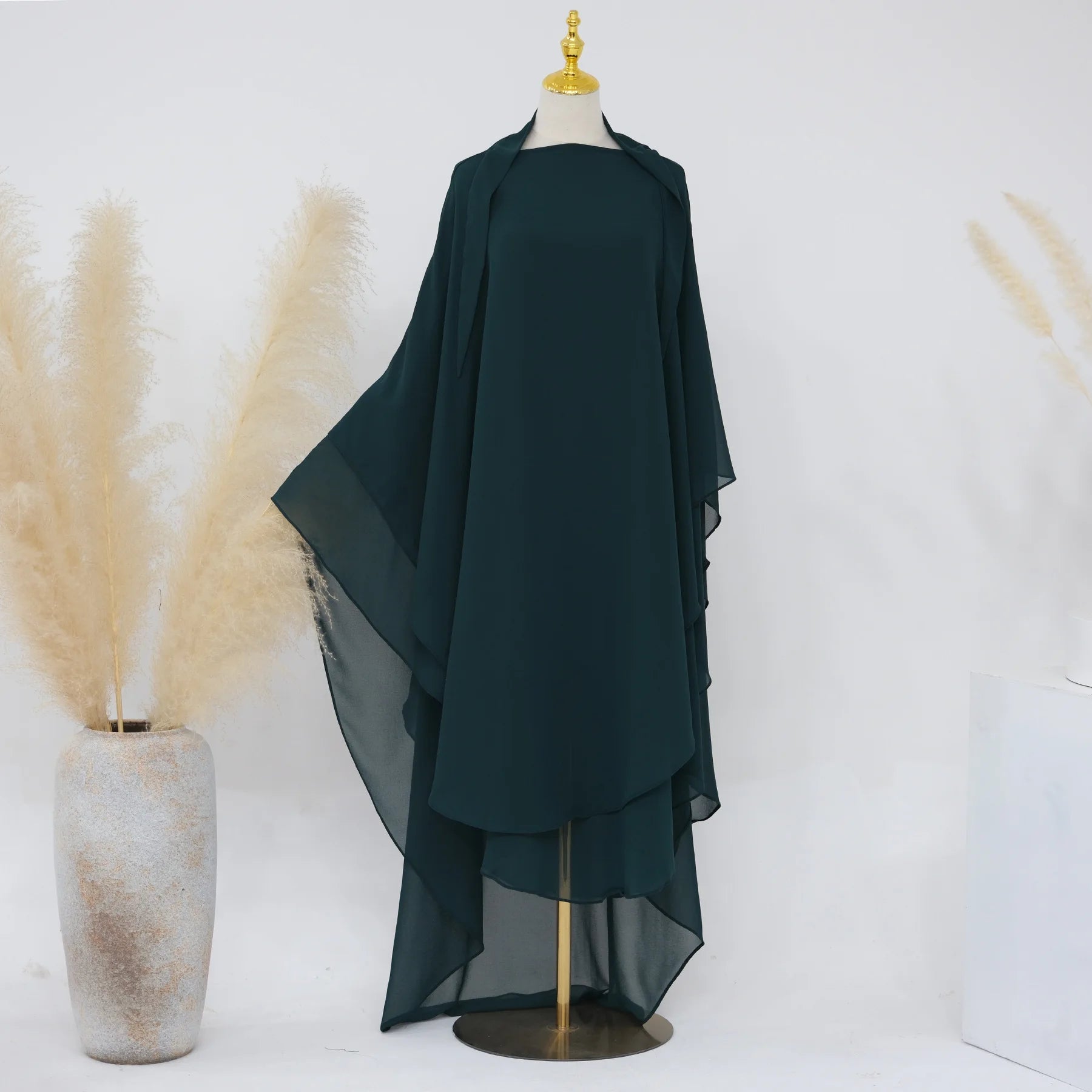 Extra Long Khimar Chiffon 2Layers Muslim Women Hijab Prayer Eid Hijabs Headscarf Shawl Veil Long Djellaba Niqab Ramadan scarf