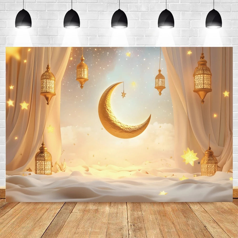Eid Mubarak Ramadan Decoration Photography Background Islamic Muslim Mosque Moon Eid al Fitr Family Party Photo Backdrop Banner