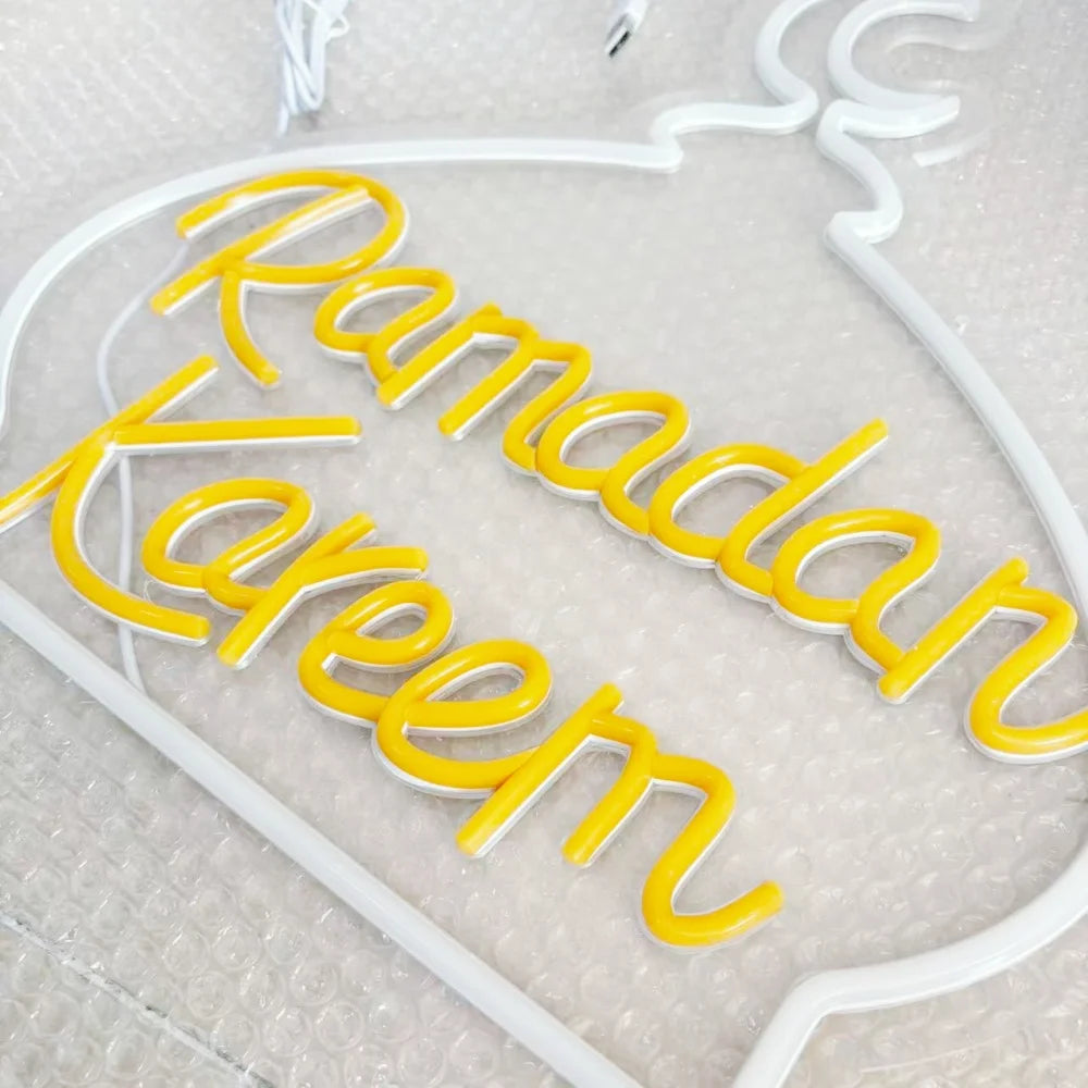 2026 Ramadan Mosque Neon Lights Eid Mubarak LED Night Light Wall Backdrop Decor Islam Muslim Party Ramadan Kareem Decorations