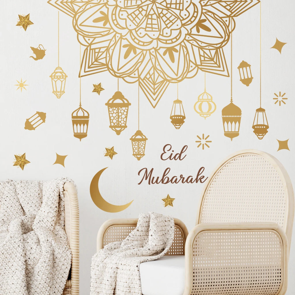 Eid Mubarak Window Sticker 2025 Kareem Ramadan Decor for Home Ramadan Mubarak Wall Sticker Islamic Muslim Wall Decals Decor