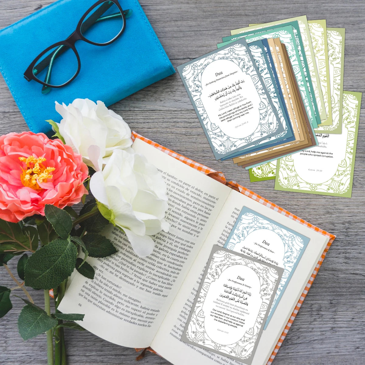 40pcs Ramadan Dua Cards,Quran Dua Flash Cards,Arabic Transliteration&English,Islamic Dua Prayer Card,Eid Gift For Friends Family