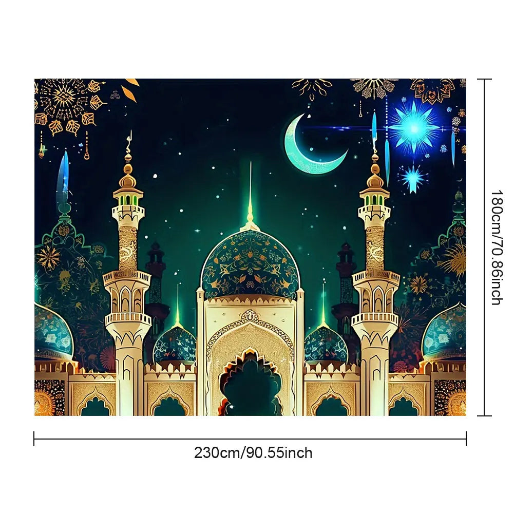Eid Mubarak Backdrop Eid Mubarak Banner 70x90 Inch Ramadan Mubarak Hanging Sign Islamic Eid Mubarak Ornament Ramadan Supplies