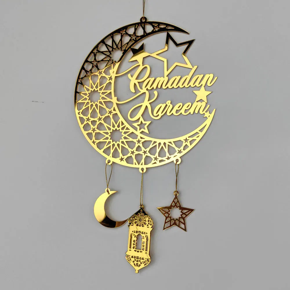 1PC Acrylic Ramadan Kareem Moon Star Wall Pendant Eid Mubarak Ornaments for Home Eid Al Fitr Muslim Islamic Holiday Party Decor