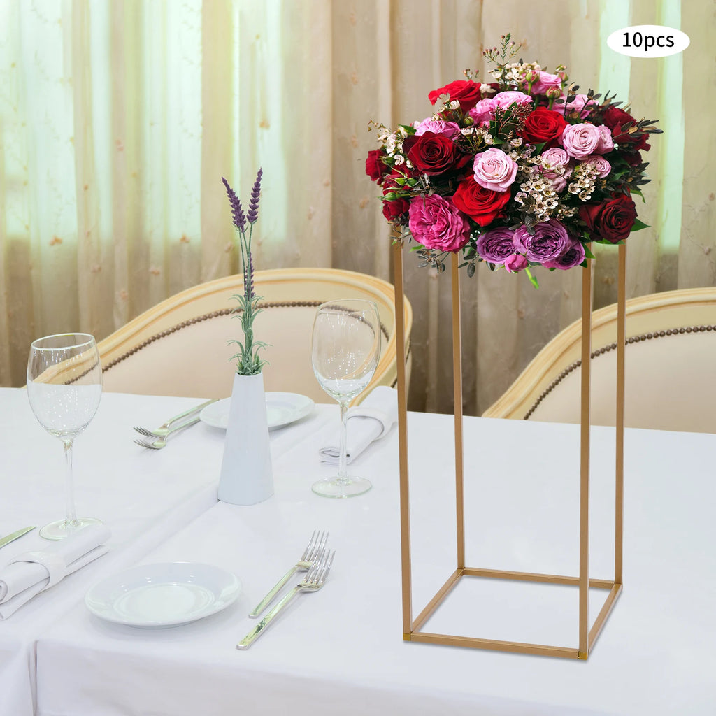 10PCs 23.62inch Tall Metal Flower Stand Geometric Flower Vase Stand for Wedding Table Centerpieces,Party, Events, Home Deco