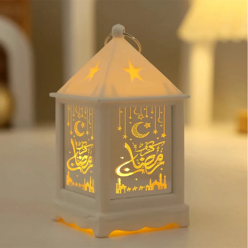 Eid Mubarak LED Lantern Ramadan Decoratives Creative Lamp with Moon Star Design Muslim Festival Party Modern Home Decor Gift
