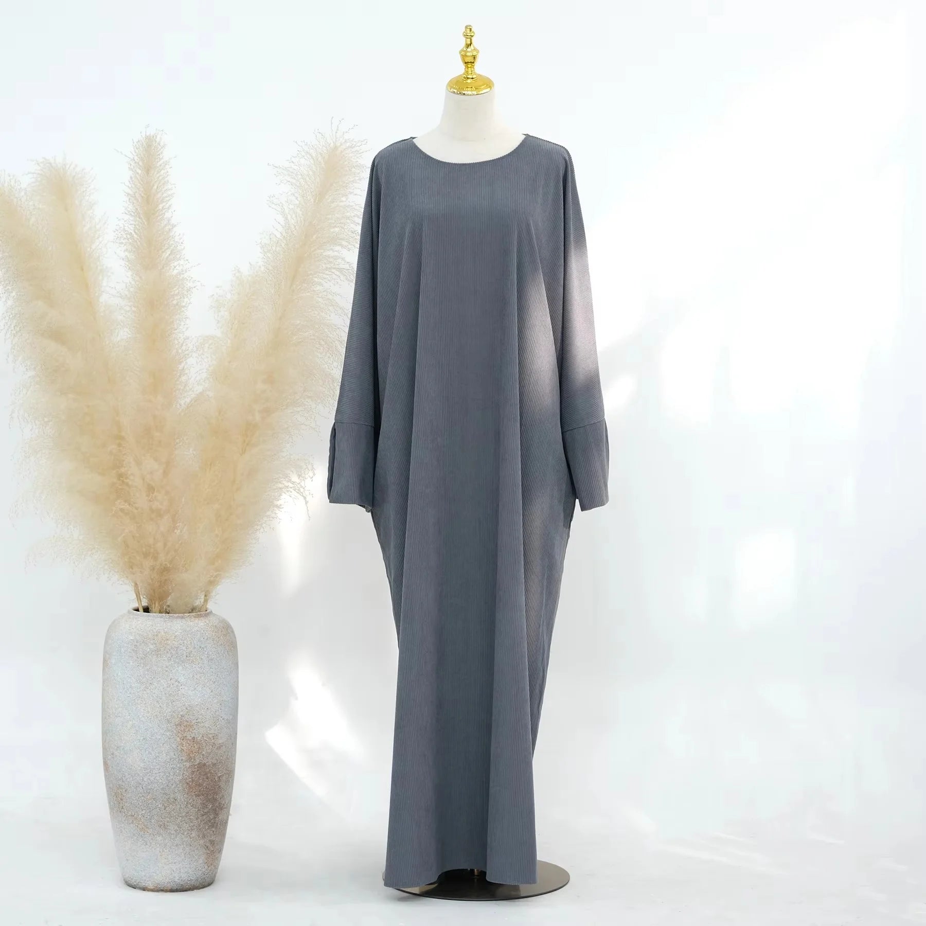 Closed Casual Corduroy Winter Abaya for Muslim Women – Eid 2025 Moroccan Kaftan Caftan Modest Dress