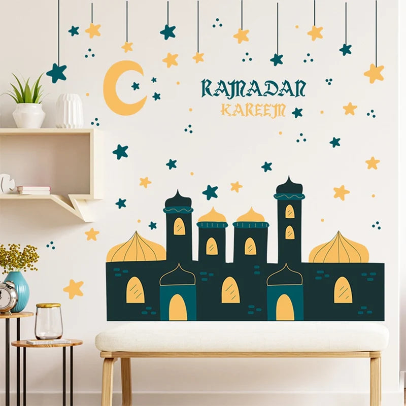 Eid Mubarak Wall Stickers Kareem Ramadan Decoration 2024 For Home Islamic Muslim Party Decor Mubarak Ramadan Window Sticker Gift