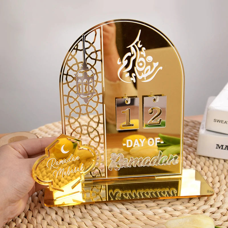 Acrylic Ramadan Countdown Calendar Gifts Day of Ramadan Calendar with Replacing Number 2026 Eid Mubarak Home Decoration Ornament