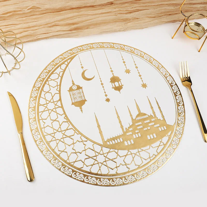 Ramadan Moon and Flower Patterns Table Festive Party Decorati, Suitable for Families, Hotels, Restaurants Eid Party Decor