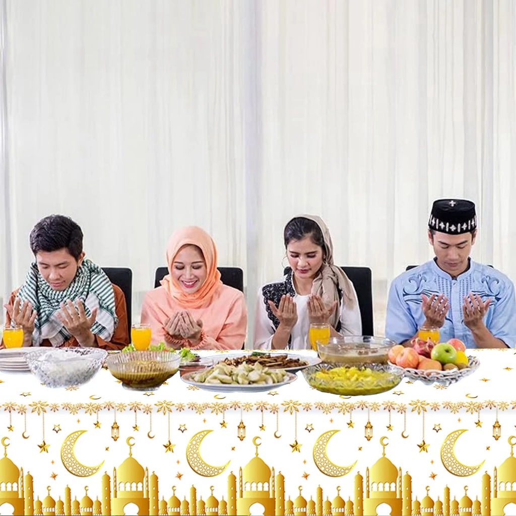 Eid Mubarak Tablecloths Ramadan Decoration 2025 for Home Islamic Muslim Party Decor Ramadan Kareem Tableware Eid Al Adha Gifts