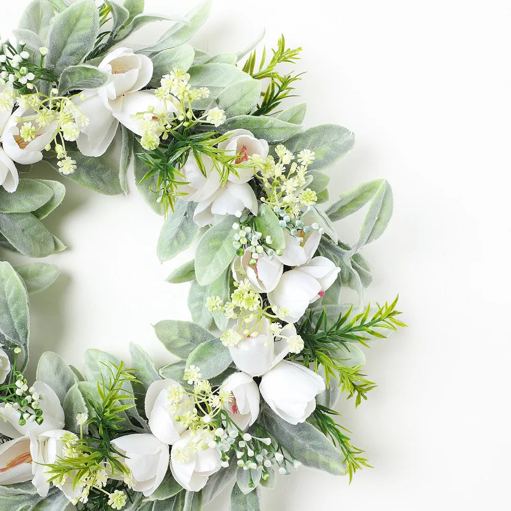 YeeNanee Vibrant Wild Flowers Spring Wreaths for Front Door Artificial Daisy Tulip Lambs Ear Summer Wreath Home Wall Decoration