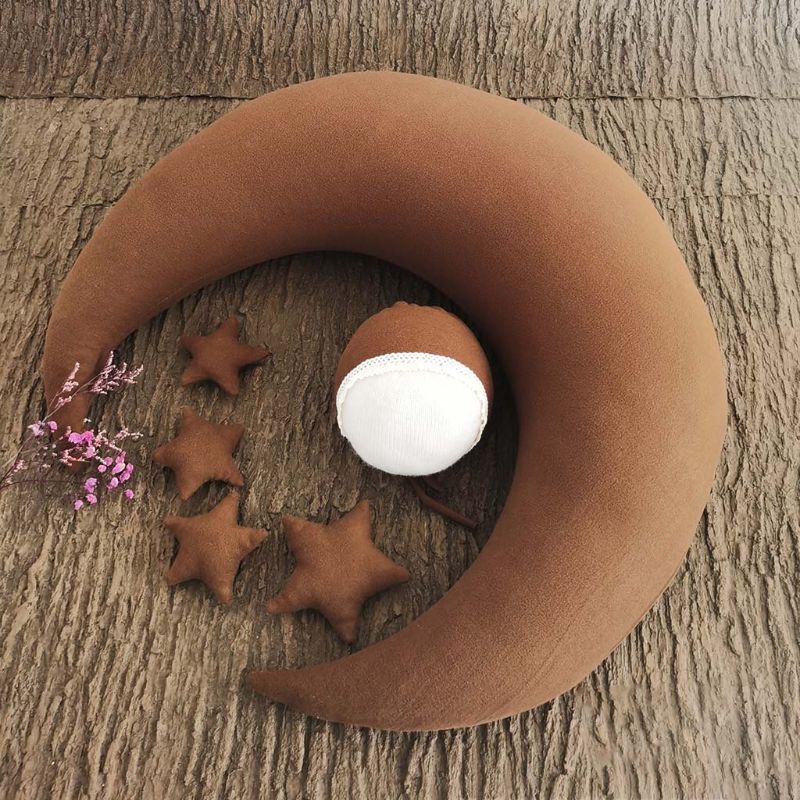❤️Newborn Photography Props Accessories Posing Crescent Pillow+Stars+Hat 6Pcs/Set Studio Baby Photo Decoration Moon Fotografia