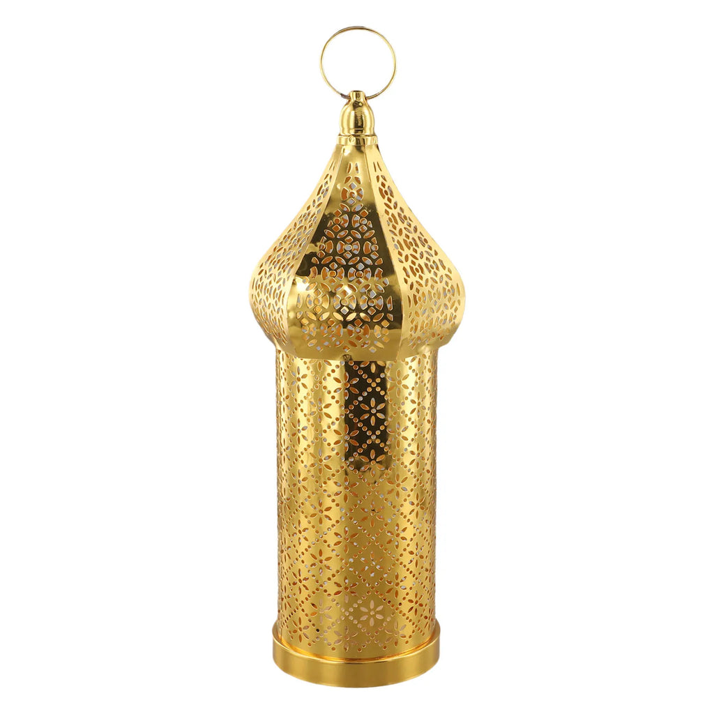 1PC Moroccan Golden Hollow Iron Lantern Ramadan Home Decoration Light Ornaments Gold Lanterns Moroccan Home Crafts Decoration