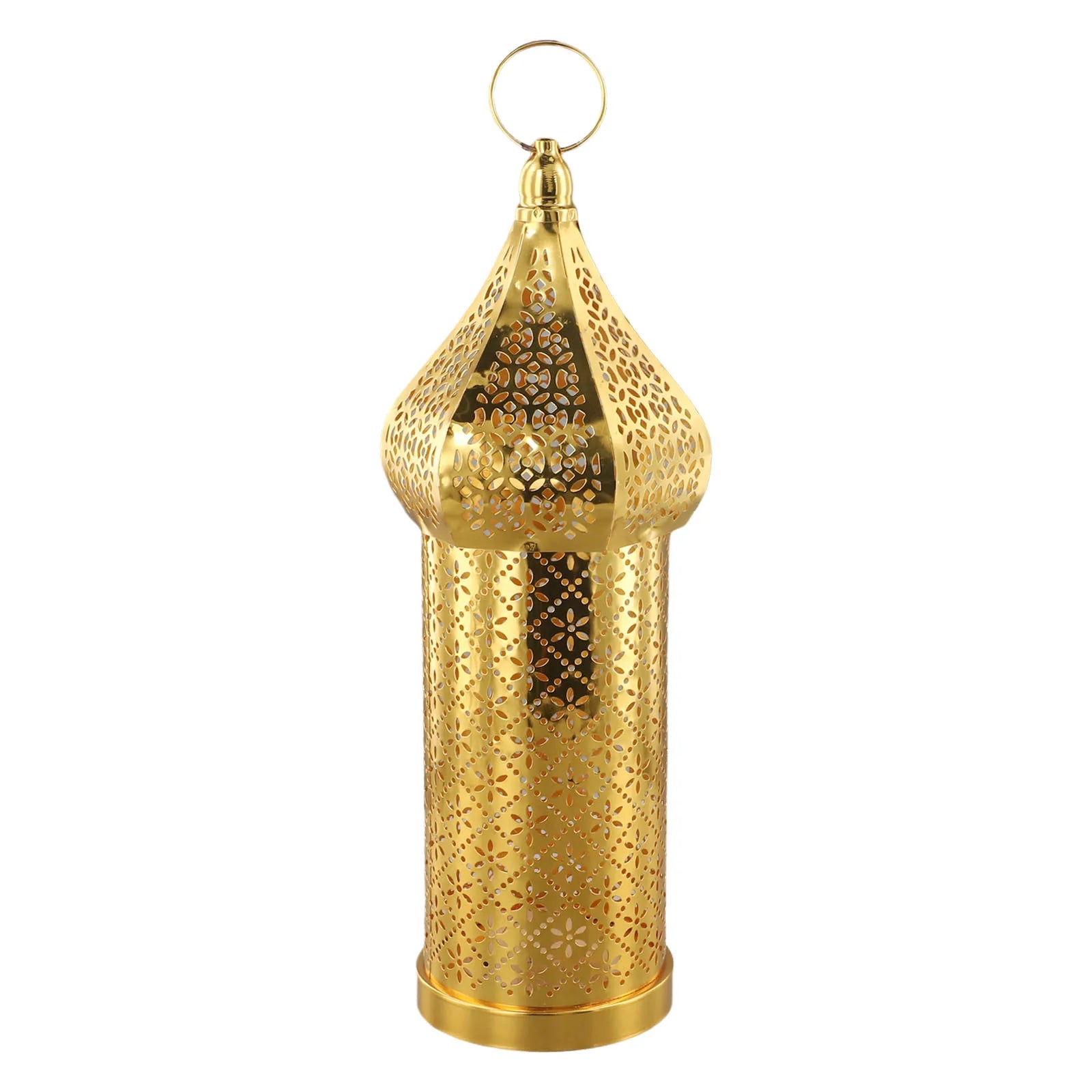 1PC Moroccan Golden Hollow Iron Lantern Ramadan Home Decoration Light Ornaments Gold Lanterns Moroccan Home Crafts Decoration