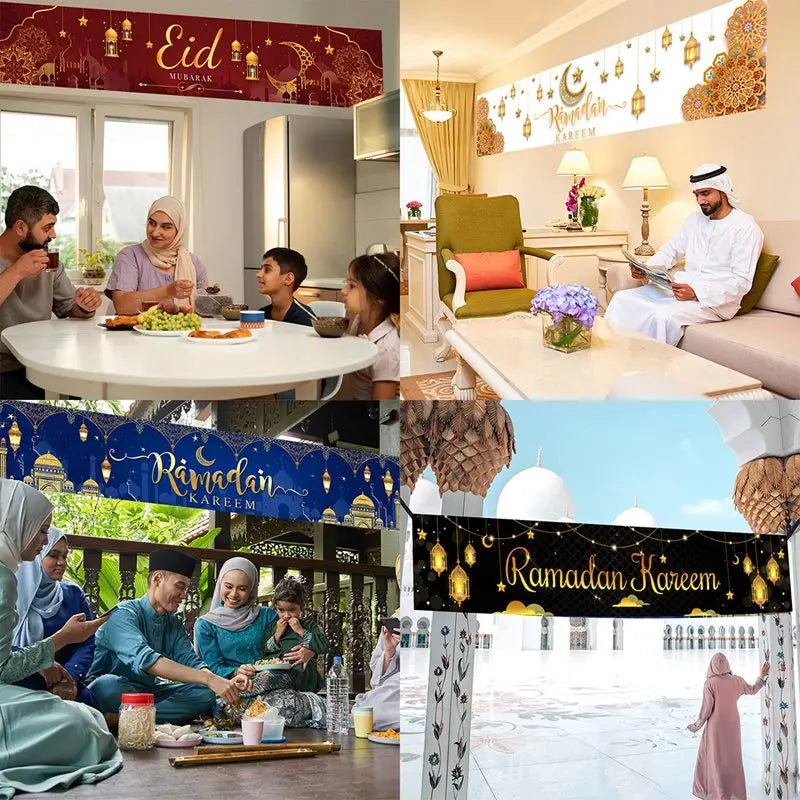 Eid Mubarak Outdoor Banner Flag Ramadan Decoration For Home Islamic Muslim Party Decor EID Gifts Abaya AL Adha Ramadan Kareem