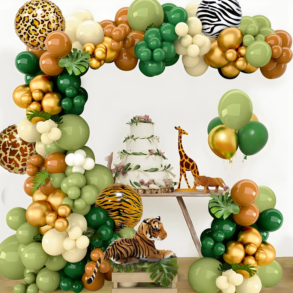 Jungle Animal Balloon Garland Arch Kit 1st Birthday Party Decoration Kids Boy BabyShower Decor Latex Balloons