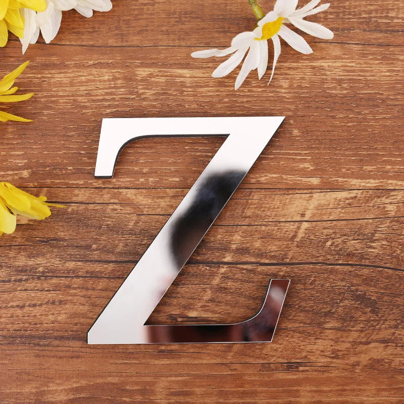 Acrylic Mirror 3D Alphabet  House Number Wall Sticker English Alphabet Sticker Decoration Wedding love letters Decorative