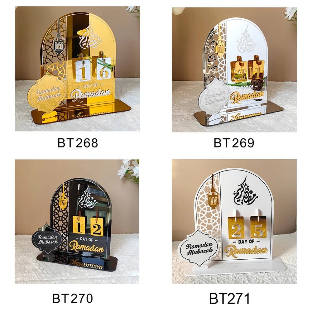 Acrylic Ramadan Advent Calendar Gift for Kids Ramadan Decorations Eid Mubarak Countdown Calendar for Home Decor