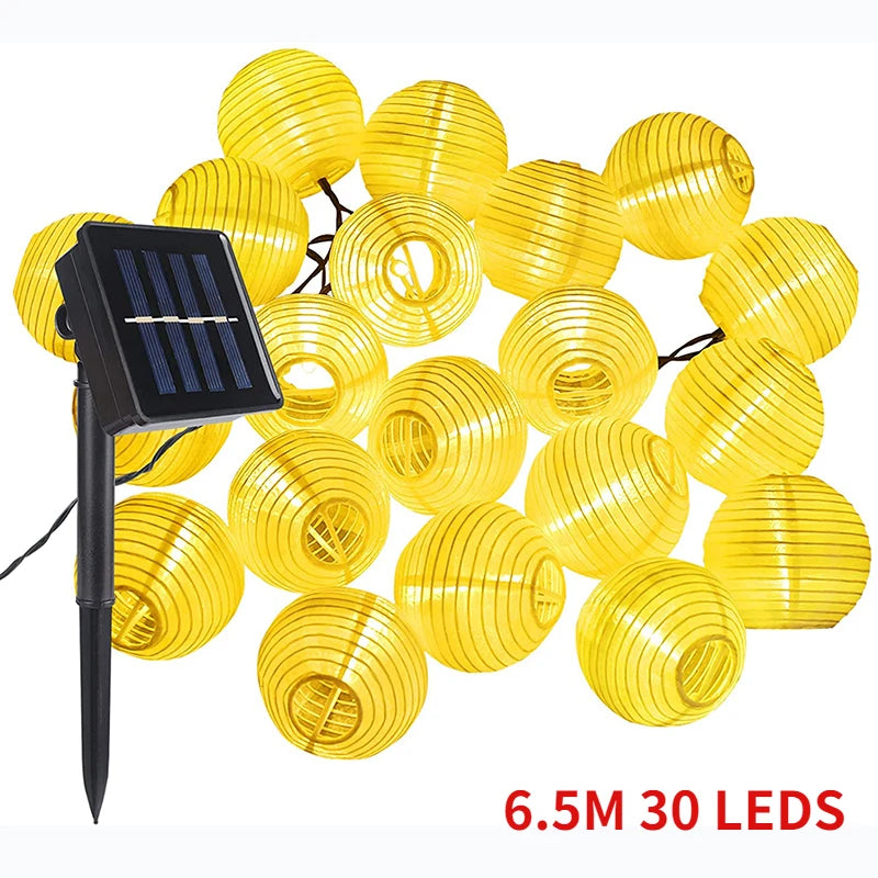 6.5M 30 LED Lantern Solar String Lights 8 Modes Waterproof Christmas Garland LED Fairy Light for Wedding Party New Year Decor