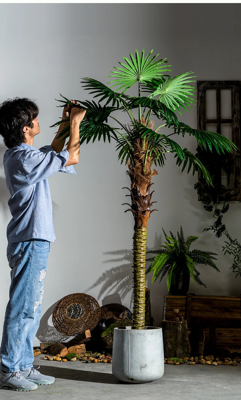 Large Simulation Palm Tree Loose Tail Sunflower Tropical Green Plant False Tree Indoor and Outdoor Decoration Landscape