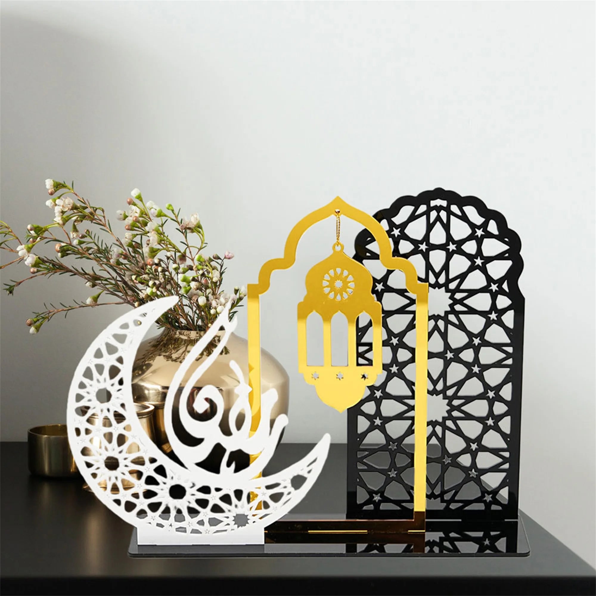 Eid Mubarak Hanging Lanterns Ramadan Decorations Star and Moon Table Centerpieces Islamic Festival Party Supplies
