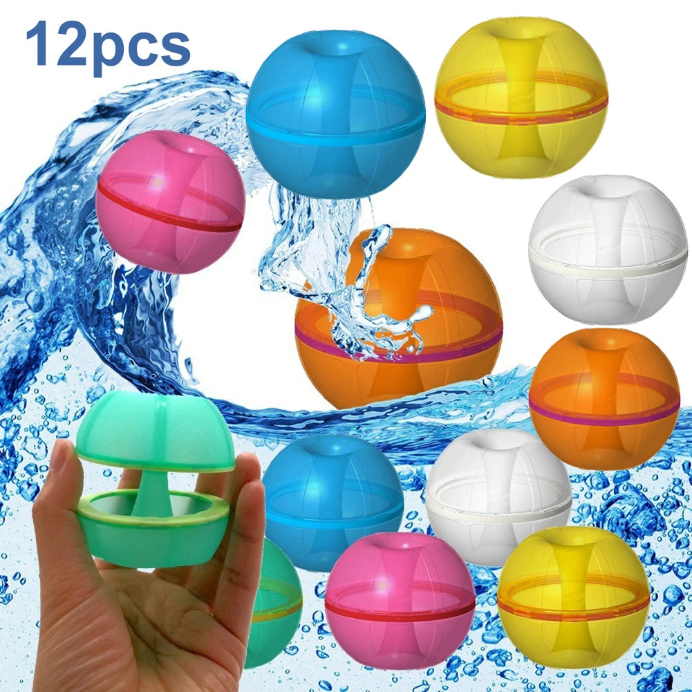12 Pcs Magnetic Reusable Water Ball Quick Fill Balloons Fun Water Fight Game Magnetic Refillable Water Ball Pool Beach Bath Toys