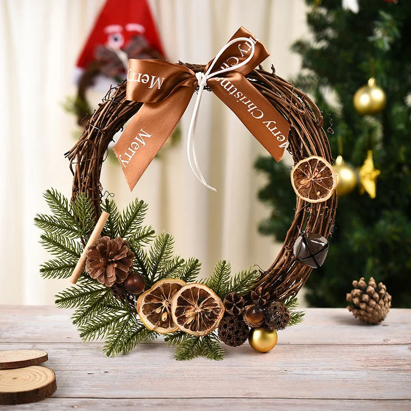 30CM Christmas Decoration Garland Front Door Window Decoration Christmas Wreath Pendant Ornament Navidad New Year Party Supplies