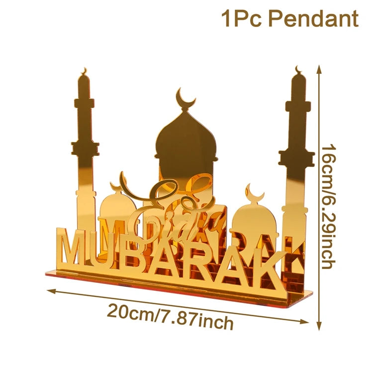 Ramadan Tray Table Centerpieces Plate Acrylic Ramadans Eid Mubarak Decorations for Home 2025 Islam Muslim Festival Party Gifts