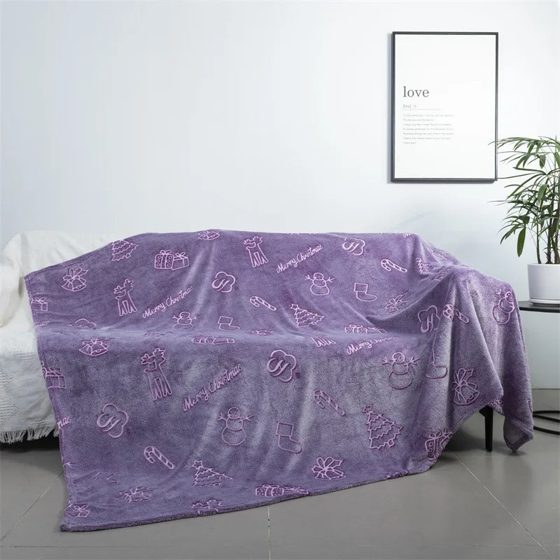 Magical Luminous Flannel Throw Blankets Night Fluorescent Fluffy Kids Blanket Star Moon Warm Sofa Bedspread Nap Leisure Covering