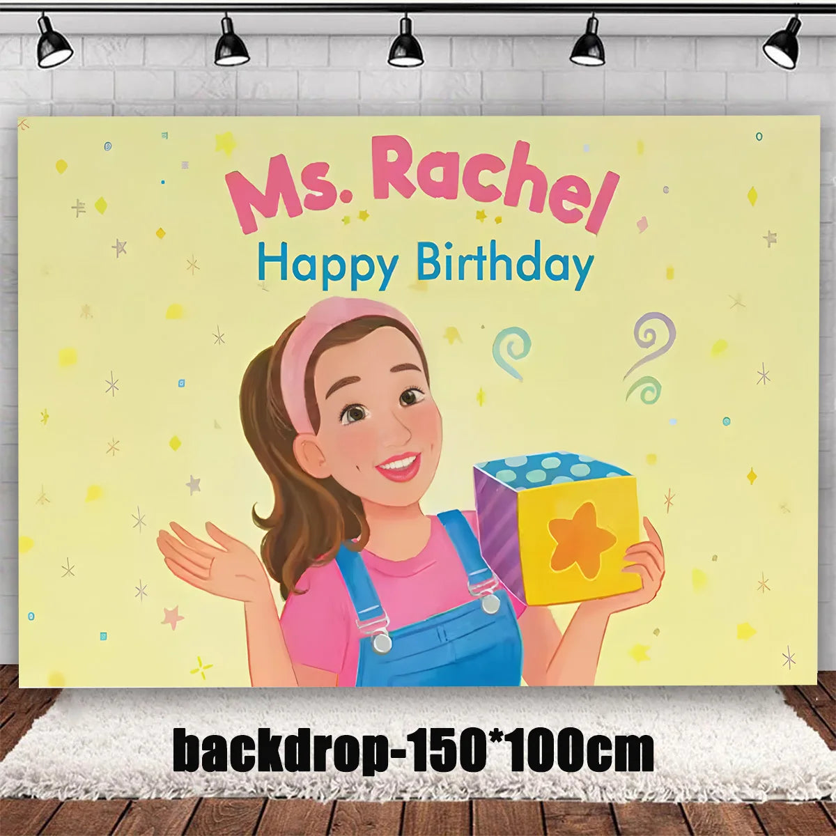 Cartoon English Teacher Theme Child Birthday Party Decor Ms&Racheled Balloon Banner Backdrops Cupcake Toppers for Kids Gifts
