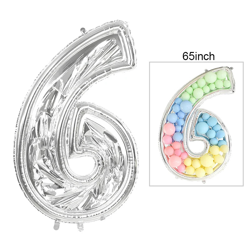 65inch Large Foil Number Balloon DIY Filling Frame 1st 18th Birthday Decoration Balloons Filling Box Wedding Anniversary Decor