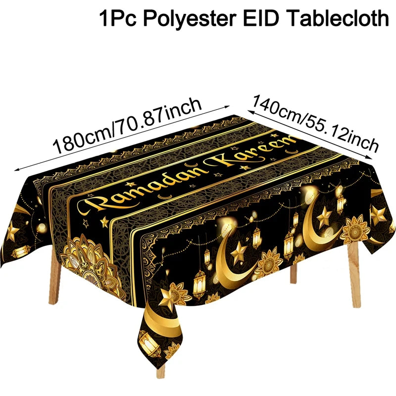 Eid Mubarak Table Runner Ramadan Tablecloths Ramadan Kareem Decoration for Home 2026 Islamic Muslim Party Eid Al Adha Gifts