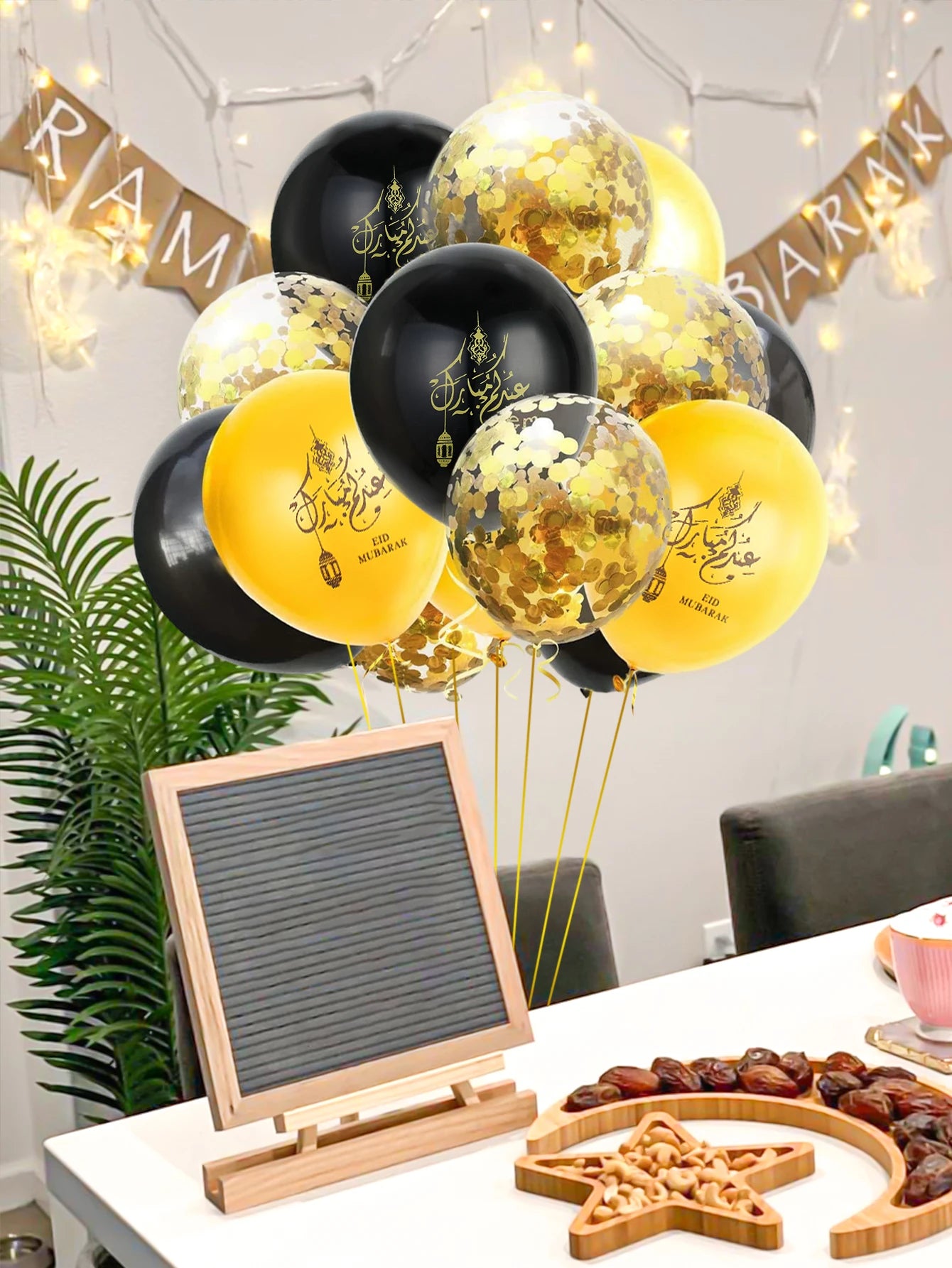 15pcs Ramadan latex balloon decorations, suitable for Eid al-Fitr celebrations, home Ramadan decorations, Ramadan party