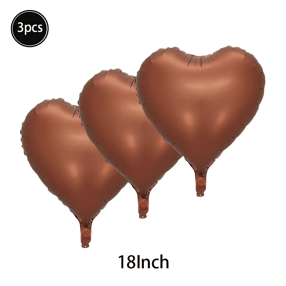 Caramel/Chocolate/Cream Number Balloon Star Heart Foil Helium Ball Kids Adult Girl Birthday Wedding Anniversary Party Decoration
