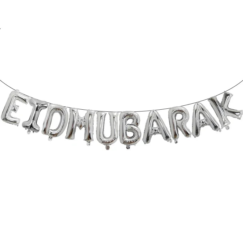Eid Mubarak Balloons Muslim Aid Hajj Moubarak Decor Ramadan Kareem Festival Decoration Banner Star Moon Heart Foil Balloon Party