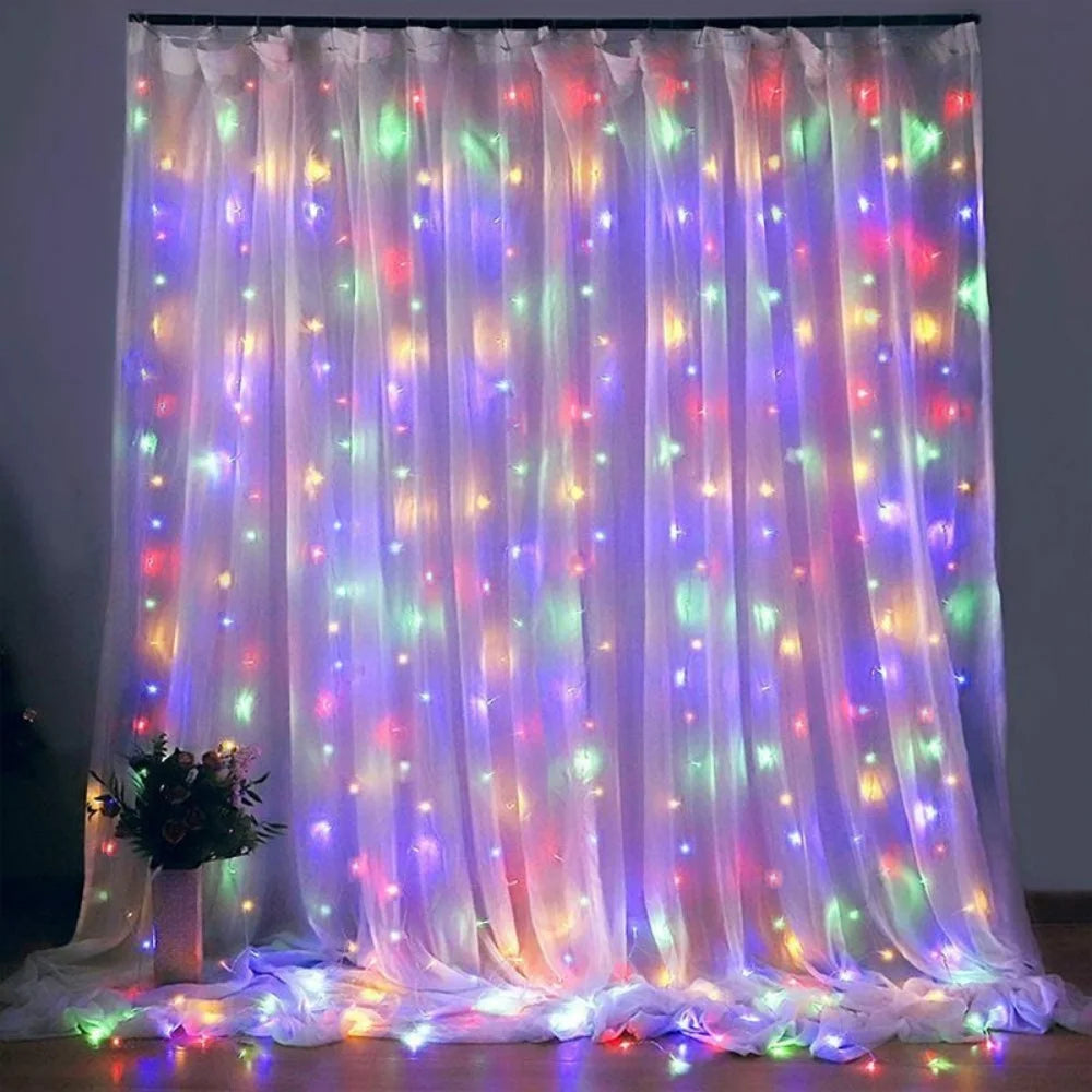 6/3M LED Curtain Lights 8 Lighting Modes Valentine's Day Ramadan Decorations for Home Wedding Party Eid Mubarak Fairy Light