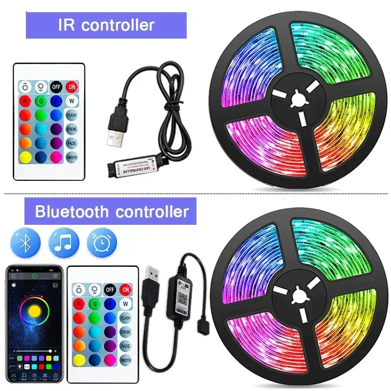 USB Led Strip Lights 5m 10m 20m 30m RGB Led Strip Light TV Backlight Flexible Ribbon Tape Luces Led Light for Room Decoration