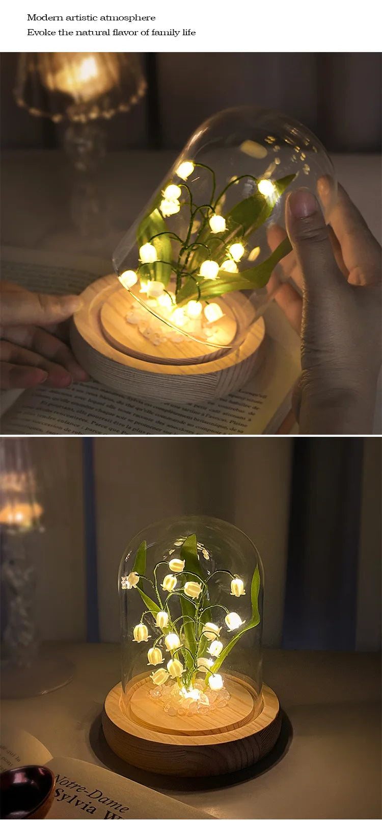 Exquisite Elegant Bell Flower Night Light Decoration, DIY Handcrafted Material Package, Glass Garden-style Bedroom Item,gifts