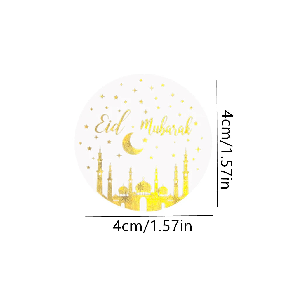 5 sheets Eid Mubarak Transparent Hot Stamping Sticker for Ramadan Theme Party  Gift Packaging Decorative Stickers