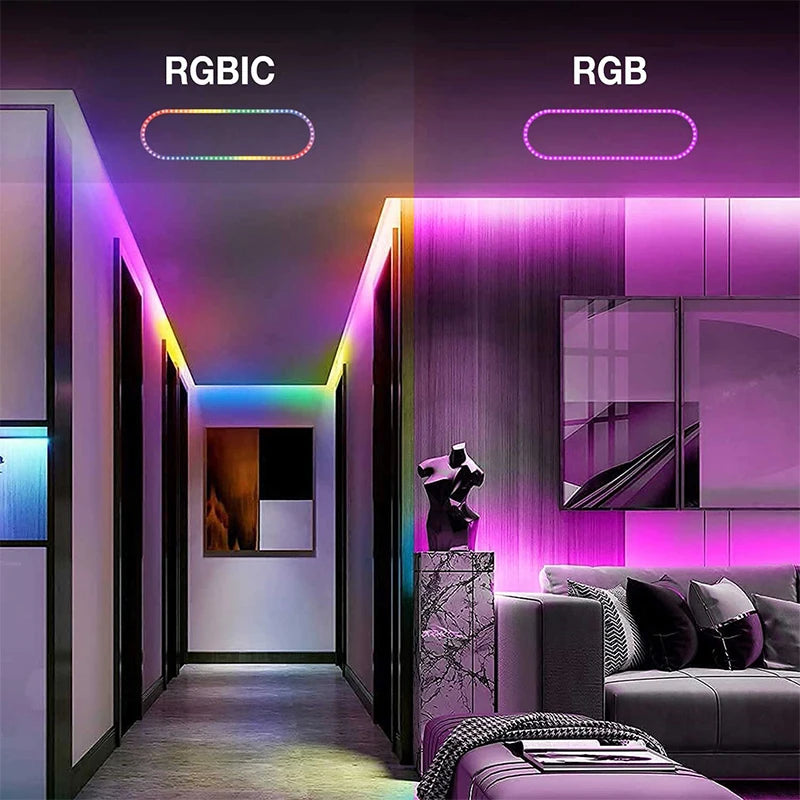 TUYA LED Strip Lights WS2812 RGBIC Addressable Strip Light with Chasing Effect Wifi USB 5V Smartlife Dreamcolor For TV Bedroom