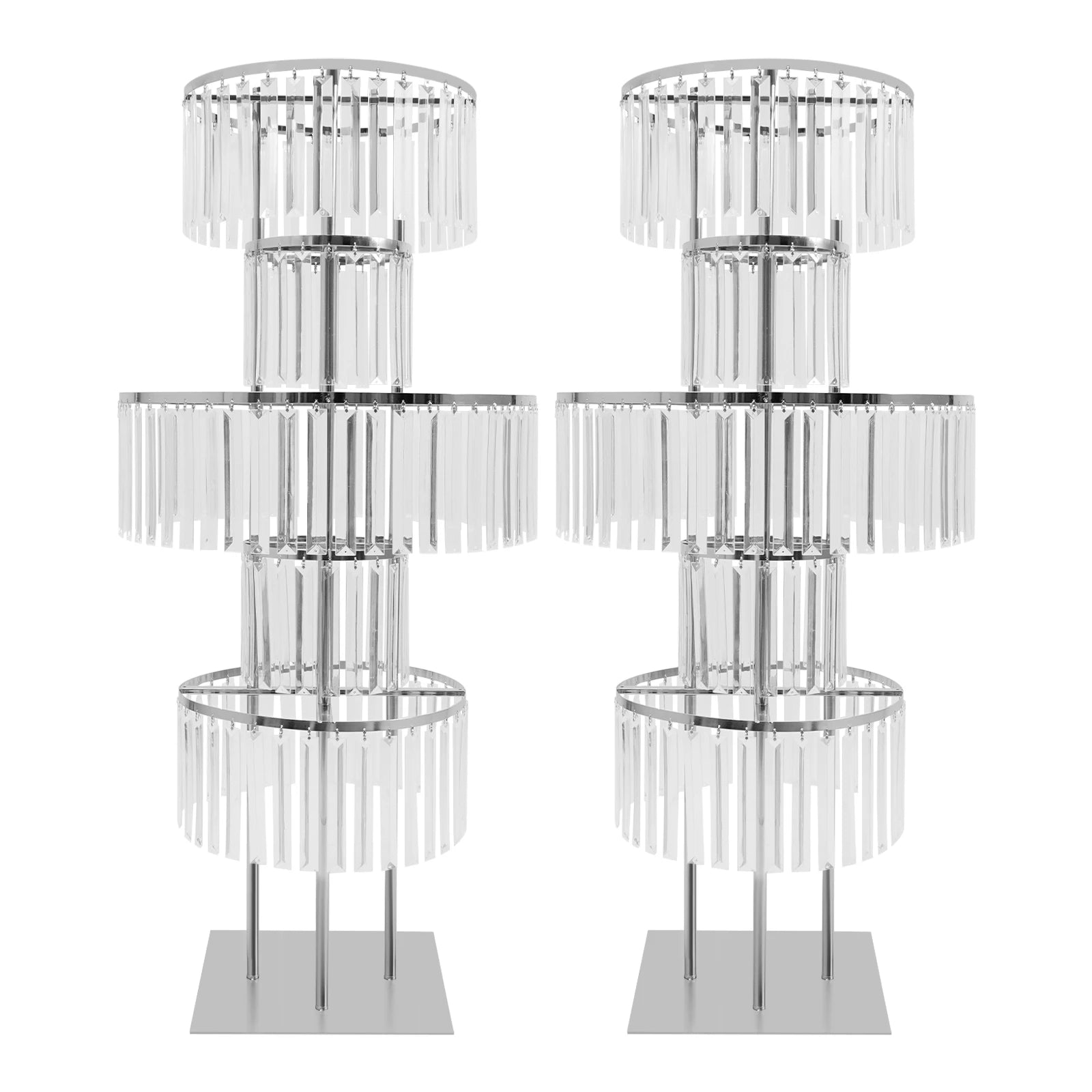 2PCS 5-tier Crystal Flower Stand Wedding Centerpieces Crystal Vases Premium Display Shelf for Party Table Decor Gold/Silver