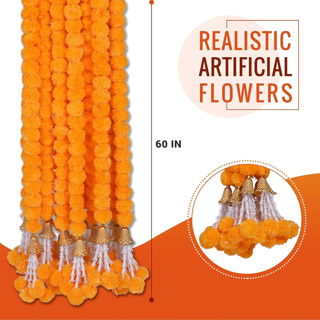 5-50 PCS Marigold Garland Wedding Marigold Flower Garlands for Prayer Fest Calendula Garland Indian Decor Garlands Wedding