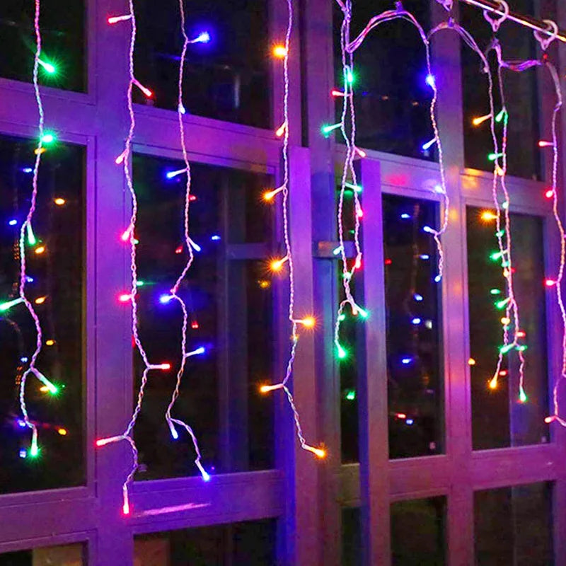 5M LED Icicle Curtain String Lights Christmas Garland Droop Light Wedding Garden Street Outdoor Decorative Lighting EU Plug