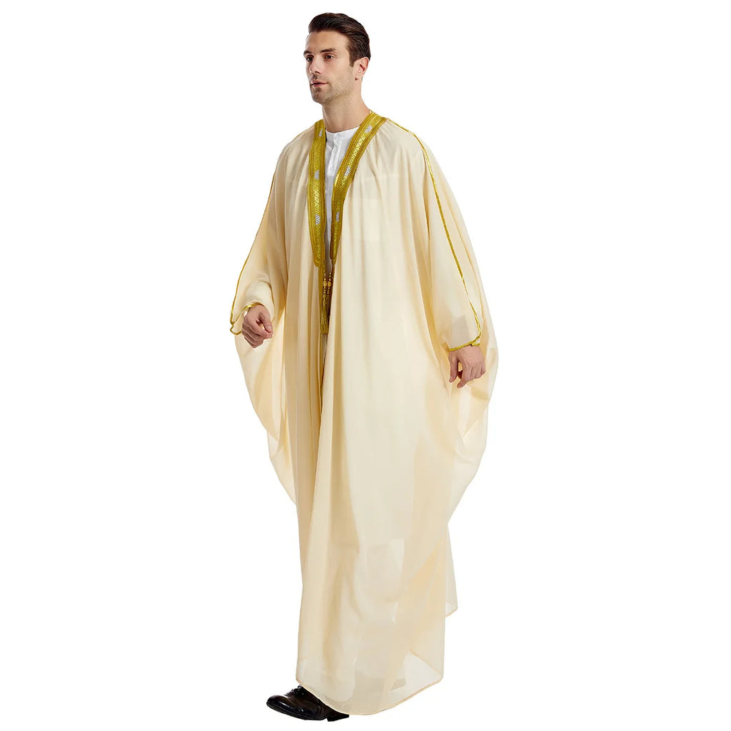 Eid Muslim Men Jubba Thobe Mens Cardigan Abaya Long Dress Islamic Ramadan Kimono Long Robe Saudi Arabic Musulman Caftan Dubai